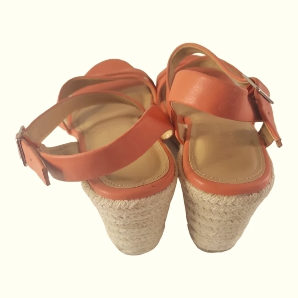 LC Lauren Conrad Strappy Wedge Heels Espadrilles Spearmint Coral Sandals Sz 10